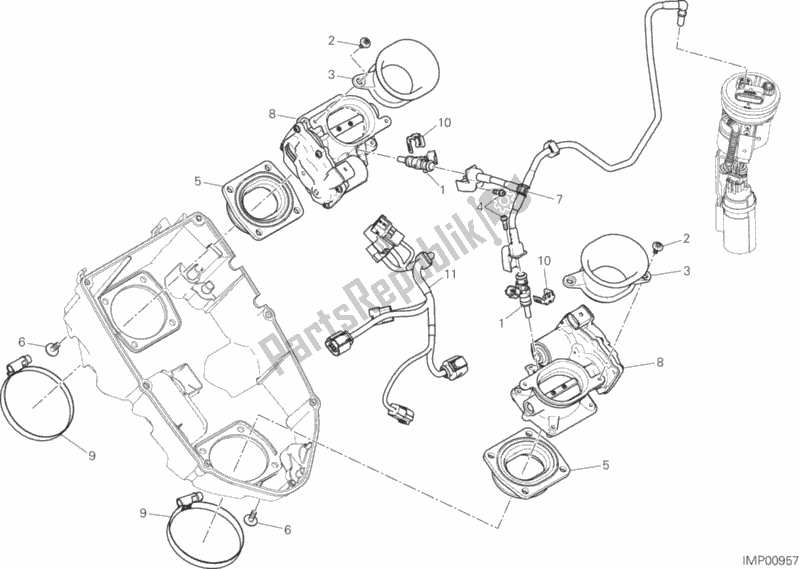 All parts for the Throttle Body of the Ducati Multistrada 1200 Enduro PRO 2018